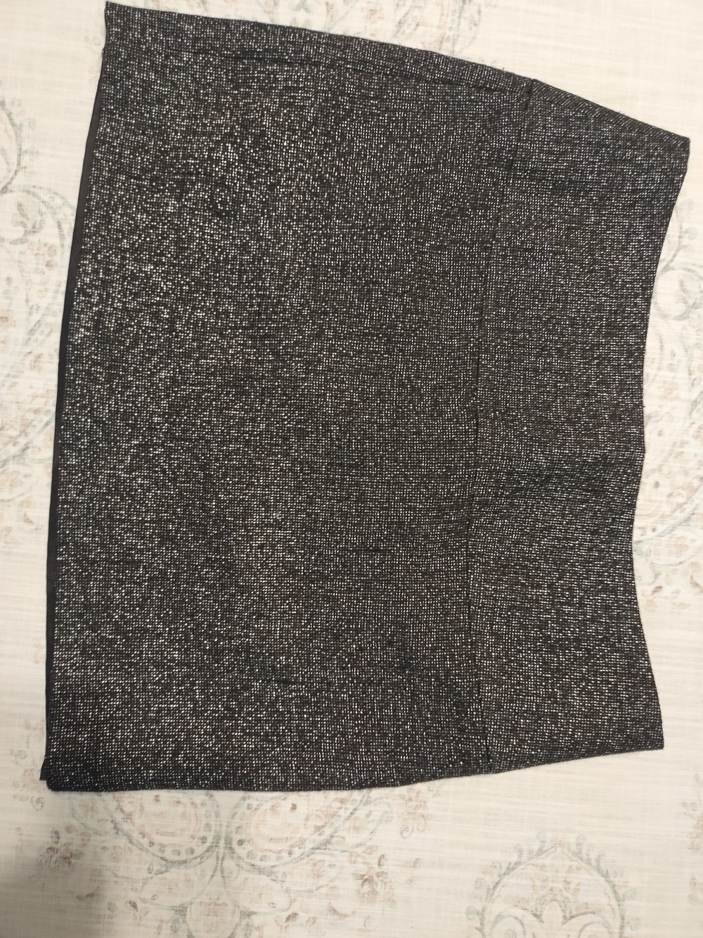 Women's Metallic Black Sparkle Lined Mini Skirt With Side Zip